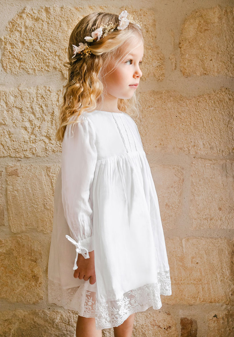Acheter Robe bébé fille blanche robe de baptême 1 an bébé fille